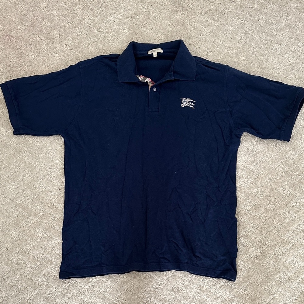 Men's Navy Burberry Polo Shirt